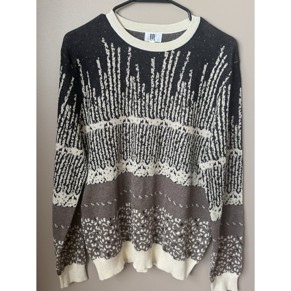 YAL Multihued Knit Sweater Chic Artistic Touch Size XL